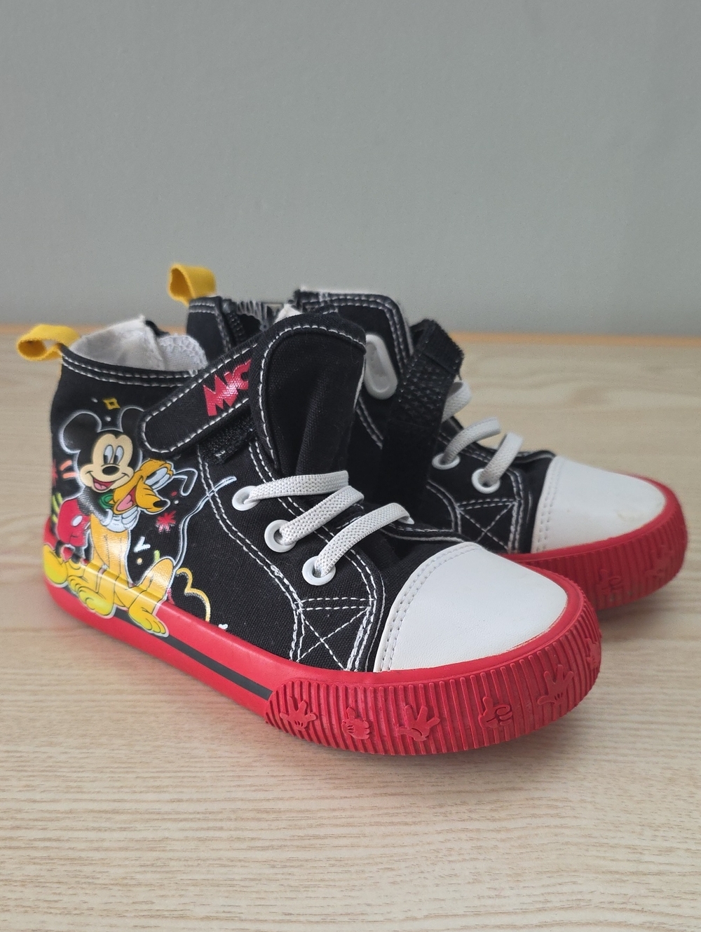 Disney Black, Red & White Mickey High-Top Sneakers for Kids
